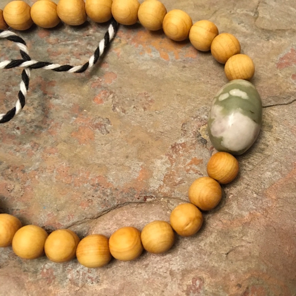 Ocean Jasper Wood Beaded Bracelet